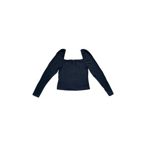 Wild Fable Long Sleeve Black Cropped Top w/Square Neckline-Size Medium
